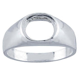 Sterling Silver 10 x 8mm Oval Buff-Top Ring Mounting, Cab (Cabochon) DYI Jewelry, Empty Ring, Carving, Engraving, 92026310