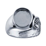Sterling Silver Angel Wing 12 x 10mm Oval Cabochon Ring Mounting, blank Cab (Cabochon) setting Size 7 or 8, 9253167