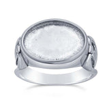 Sterling Silver 14 x 10mm Oval Cabochon Side Set Ring Mounting, blank Cab (Cabochon) setting Size 7, 9261107