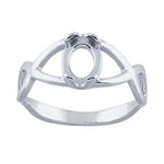 Sterling Silver Figure-Eight 10x8-14x10 mm Oval Ring Mounting, blank Cab (Cabochon) setting Size 7 or 8