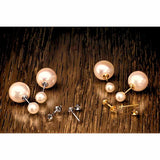 Sterling Silver Rhodium-Plated Double-Ended Pearl Post Earring Mounting, Half Drilled Pearl Earrings, Blank Setting, Screw On, 614453