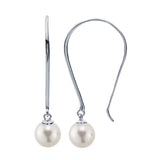Sterling Silver Rhodium-Plated Ear Wire with Pearl Mounting, Half Drilled Pearl Earrings, Blank Setting, Dangle, 616254
