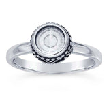 Sterling Silver Beaded 4mm, 5mm, 6mm Round Cabochon Ring Mounting, blank Cab (Cabochon) setting Size 6 to 8