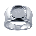 Sterling Silver Concave Band 10mm Round Cabochon Ring Mounting, blank Cab (Cabochon) setting Size 5 to 10