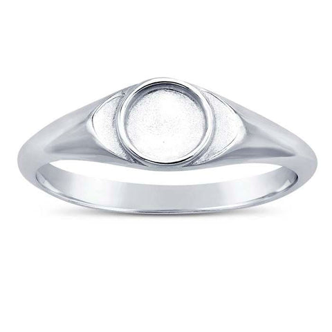 Sterling Silver 5mm Round Cabochon Ring Mounting, blank Cab (Cabochon) setting Size 6 to 8