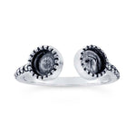 Sterling Silver 4mm to 5mm Beaded-Edge Round Cabochon Ring Mounting, blank Cab (Cabochon) setting Size 5 to 8