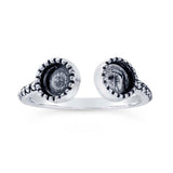 Sterling Silver 4mm to 5mm Beaded-Edge Round Cabochon Ring Mounting, blank Cab (Cabochon) setting Size 5 to 8