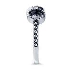 Sterling Silver 4mm to 5mm Beaded-Edge Round Cabochon Ring Mounting, blank Cab (Cabochon) setting Size 5 to 8