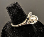Fancy Swirl Natural Pearl Ring in Sterling Silver, Gifts For Her, Love, Birthstone, Elegant, Freshwater, White Pearl