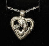 Madonna Heart Pendant wit 18" Chain, Solid Sterling Silver, New, Made in USA 161--431