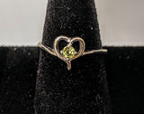 Heart Ring Natural Gemstones in Sterling Silver, Citrine, Chrome Diopside, Garnet, Peridot, Topaz, Amethyst, Gifts For Her, Love, Birthstone