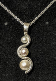 Triple Pearl Pendant Sterling Silver with Chain, Half Drilled Pearls, Dangle Pendant, Custom Made, Love, Gifts For Her, Freshwater