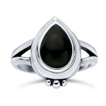 Sterling Silver 7x5 or 10x7 mm Pear Cabochon Ring Mounting, Size 6, 7 or 8