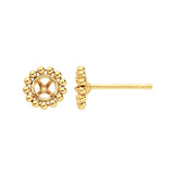 14/20 Yellow Gold-Filled 3mm or 6mm Round Beaded Earring Mounting, Oval Cab (Cabochon) Earrings Setting, 162-650/142-650
