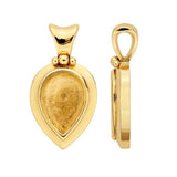14K Solid Yellow Gold 13x9mm Pear Pendant Mounting, Pear Cabochon (Cab) New, Made in USA