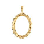 14K Solid Yellow Gold 14x10mm, 18x13mm, 25x18mm, 30x22mm, or 40x30mm Oval Cameo or Cabochon Pendant Mounting, Open Back, New