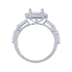 Sterling Silver 8 x 6mm Octagon Semi-Mount Engagement Ring Mounting, Emerald Cut Faceted, 4 Prong Blank Ring Size 7 or 8