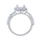 Sterling Silver 8 x 6mm Octagon Semi-Mount Engagement Ring Mounting, Emerald Cut Faceted, 4 Prong Blank Ring Size 7 or 8