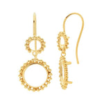 14/20 Yellow Gold-Filled Round Back-Set Beaded Ear Wire Mounting, Oval Cab (Cabochon) Earrings Setting, 162-650/142-650