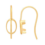 14/20 Yellow Gold-Filled 6x4mm or 7x5mm Oval Back-Set Ear Wire Mounting, Oval Earrings Setting
