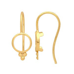 14/20 Yellow Gold-Filled 6mm Round Back-Set Ear Wire Mounting, Round Faceted Earrings Setting