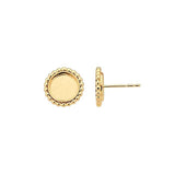 12/20 Yellow Gold-Filled  5mm-10mm Round Cabochon Beaded Post Earring Mounting, Round Cab (Cabochon) Earrings Setting