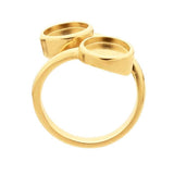 14K Yellow Gold Bypass 6mm Round Cabochon Ring Mounting, blank Cab (Cabochon) setting Size 6, 7, or 8