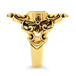 14K Yellow Gold Filigree 6 x 4mm Round Cabochon Ring Mounting, blank Cab (Cabochon) setting Size 6, 7, or 8