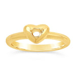 14K Yellow Gold .10-Ct. Round Heart Ring Mounting, 3mm Round blank setting Size 6, 7, or 8
