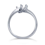 14K Yellow or White Gold Bypass Two-Stone Ring Mounting 3.5mm Round Faceted, 4 Prong Pre-Notched Blank Ring Size 7