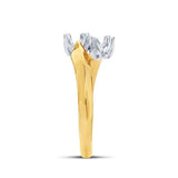 14K Yellow or White Gold Bypass Two-Stone Ring Mounting 3.5mm Round Faceted, 4 Prong Pre-Notched Blank Ring Size 7