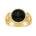 14K Yellow Gold Split-Shank 10mm Round Cabochon Ring Mounting, blank Cab (Cabochon) setting Size 7