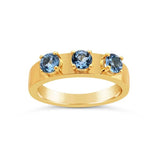 14K Yellow Gold Three-Stone Ring Mounting 3mm Round Faceted, 4 Prong Pre-Notched Blank Ring Size 7