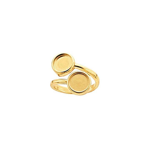 14K Yellow Gold Bypass 6mm Round Cabochon Ring Mounting, blank Cab (Cabochon) setting Size 6, 7, or 8