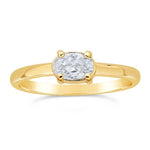 14K Yellow Gold Side Set Oval Ring Mounting, 6x4 to 8x6 Oval Faceted, 4 Prong Pre-Notched Offset Blank Ring Size 6-8