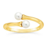 14K Yellow Gold Bypass Double Pearl Ring Mounting, blank setting Size 6, 7, or 8