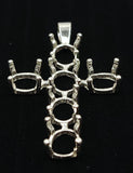 Solid Sterling Silver or 14kt Yellow Gold Multi Stone Oval Cross Pendant Setting, New, Made in USA 161-757/141-757