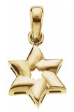 Sterling Silver, 14kt Solid Gold, Star of David Pendant. Solid Gold