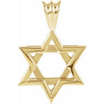 Sterling Silver, 14kt Solid Gold, 17x15.25 mm Star of David Pendant. Solid Gold