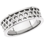 Sterling Silver, 14K Yellow or White Gold 6.25 mm Star of David Band, Size 5, 6, 7, or 8