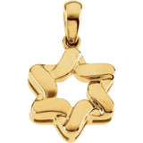 Sterling Silver, 14kt Solid Gold, 23x17.5 mm Star of David Pendant.  Solid Gold