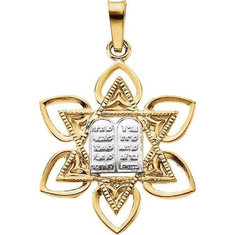 14K Yellow & White 23x21 mm Star of David Pendant. Solid Gold