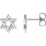 Silver, 14K Rose, Yellow, or White Gold, Platinum Star of David Earrings