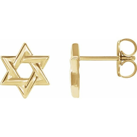 Silver, 14K Rose, Yellow, or White Gold, Platinum Star of David Earrings