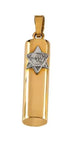 Sterling Silver, 14kt Yellow/White Solid Gold, 15x6 or 21x5 mm Mezuzah Pendant. Solid Gold