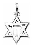 10kt, 14K or 18kt White or Yellow Gold 19x14 mm Star of David Chai Pendant. Solid Gold