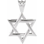 Sterling Silver, 14kt Solid Gold, 17x15.25 mm Star of David Pendant. Solid Gold