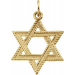 Sterling Silver, or 14K Yellow Star of David Pendant. Solid Gold