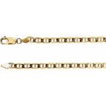 Solid 14kt Gold Heavy Curbed Anchor Chain, Rope Necklace, 4.5mm Thick, 16" 18" 20" 24" inch, Men's Unisex