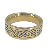 Celtic Wedding Band, 14kt Solid Gold, Ring Size 8, Comfort Fit
